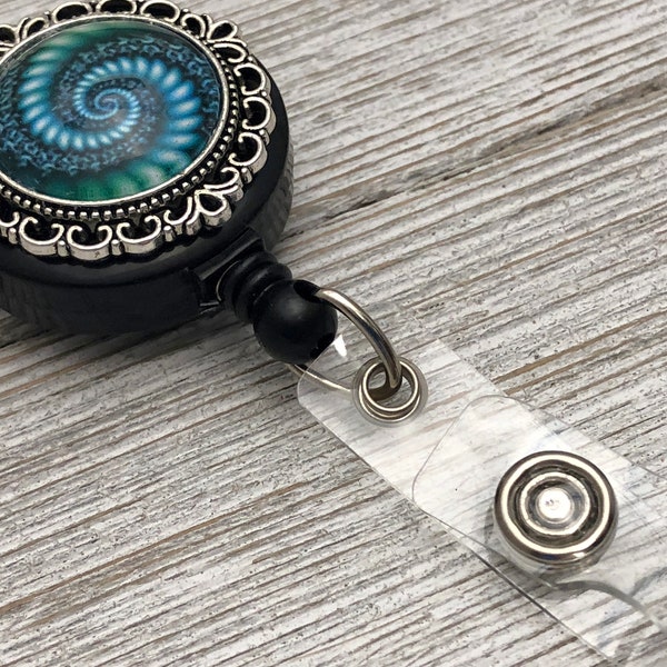 Blue Swirl Magnetic Badge Reel, Retractable Badge Holder, Clip On Also Available, Christmas Gift for Coworkers, Birthday Gift for Coworker