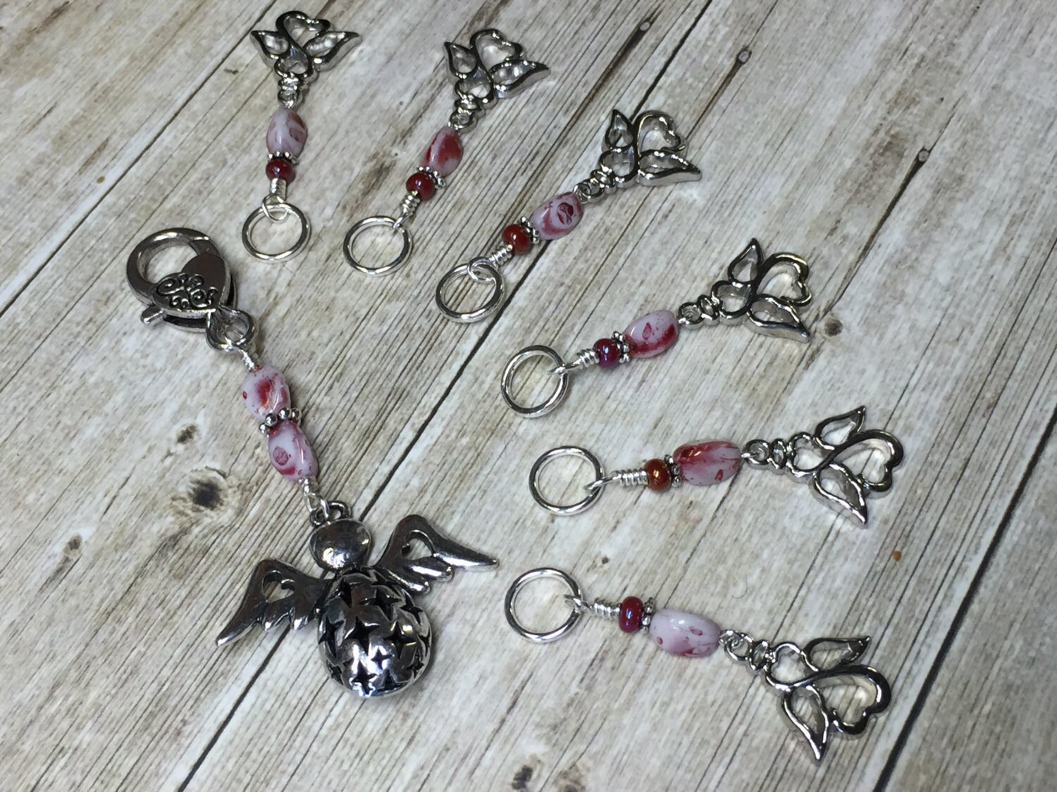 Mother's Day Gift Includes Holder Guardian Angel Gift Angel Stitch Markers for Knitting Knitting Gift Snag Free Progress Keepers