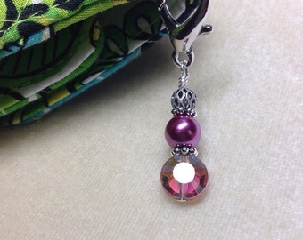 Beaded Zipper Pull, Clip On Charm for Keychains, Wallets, Purses, Knitting Progress Keeper, Graduation Gift