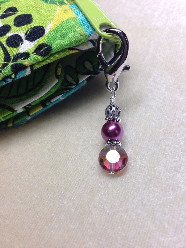 Beaded Zipper Pull Charm Key Chain Charm Crochet Progress Etsy