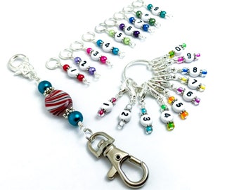 0-99 Rainbow Row Counter System with Holder | Number Stitch Markers,  Birthday Gift for Knitter