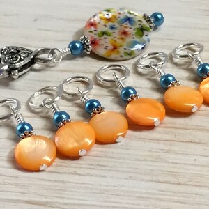 Butterfly Stitch Marker Holder Set Snag Free Orange Stitch Markers Gift for Knitters , Mother's Day Gift image 1