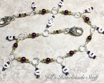Beaded Knitting Row Counter: Numbered Stitch Marker Chain counter