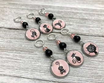 Cat Stitch Markers for Knitting Select Clasps for Crochet Markers,   Birthday Gift for Knitter