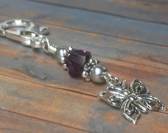 Butterfly Zipper Pull Charm | Progress Keeper Stitch Marker | Purse Jewelry |, Mother's Day Gift