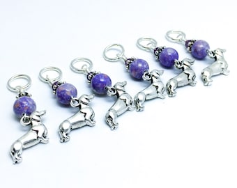 Dachshund Stitch Markers for Knitting, Snag Free Progress Keeper, Birthday Gift for Knitter, Christmas Present for Knitting Mom