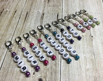 Knitting Pattern Stitch Markers, Letter Markers, 14 Knitting Reminder Abbreviations Markers,   Birthday Gift for Knitter