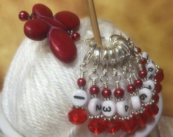Numbered Stitch Markers with Butterfly Holder: Knitting Crochet Row Counters