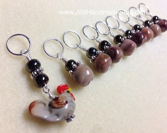 Chicken Stitch Marker Set for Knitting | Gifts for Knitters | CHOOSE SET SIZE,   Birthday Gift for Knitter
