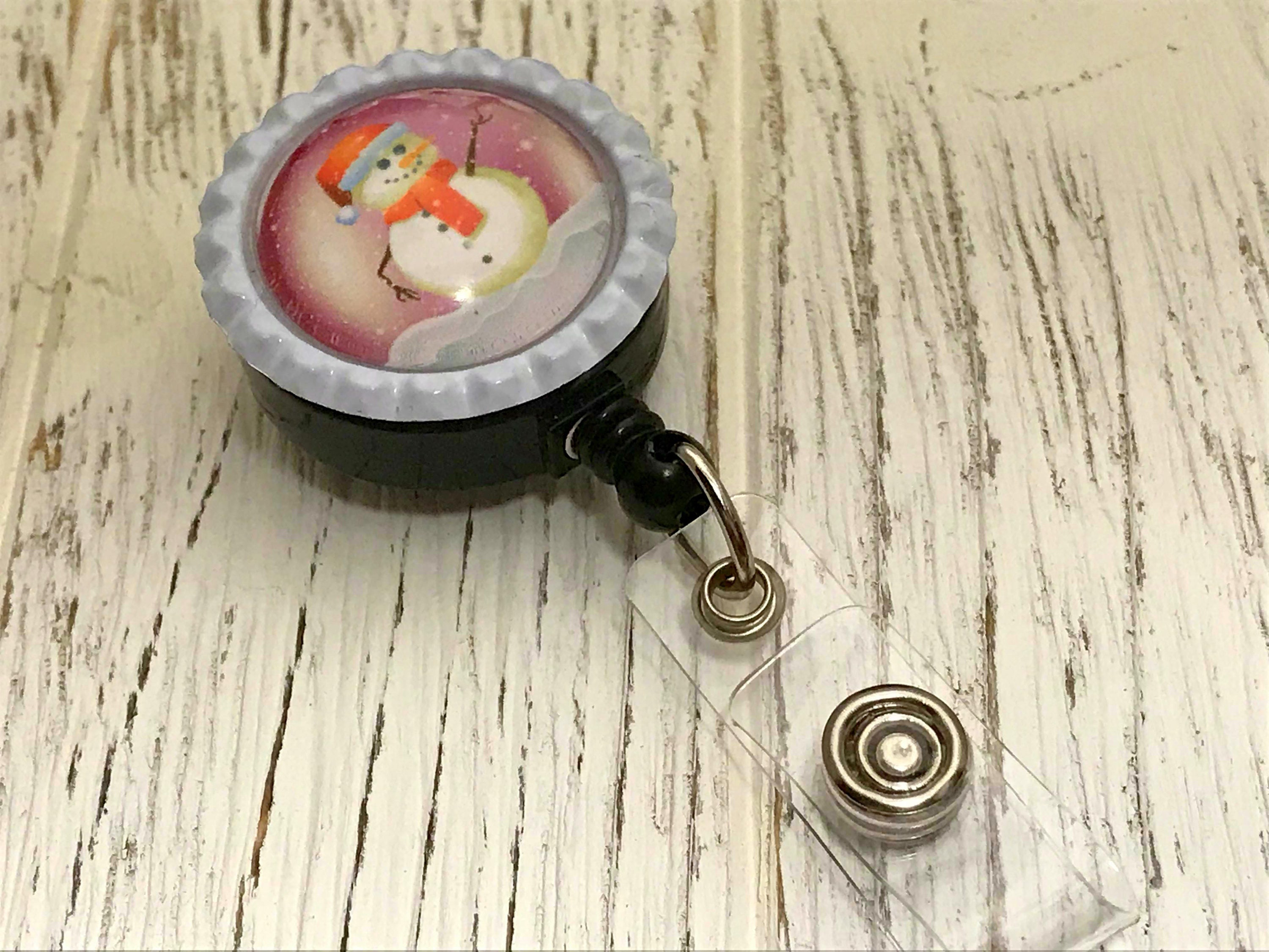 Snowman Retractable Badge Reel Magnetic or Clip on Id Badge | Etsy