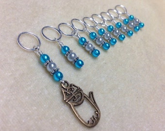 Cat Stitch Marker Set for Knitting, Gifts for Knitter, Choose Rings or Clasps for Crochet, Birthday Gift for Knitting Girlfriend