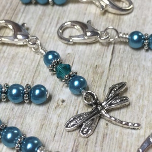 Teal Progress Keepers for Knitting or Crochet,  Dragonfly Stitch Marker, Removable Crochet Stitch Markers, Mother's Day Gift