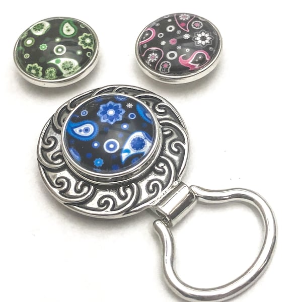 Magnetic Paisley Brooch Holder for Eyeglasses and ID Badges - 3 Interchangeable Designs, Mother's Day Gift
