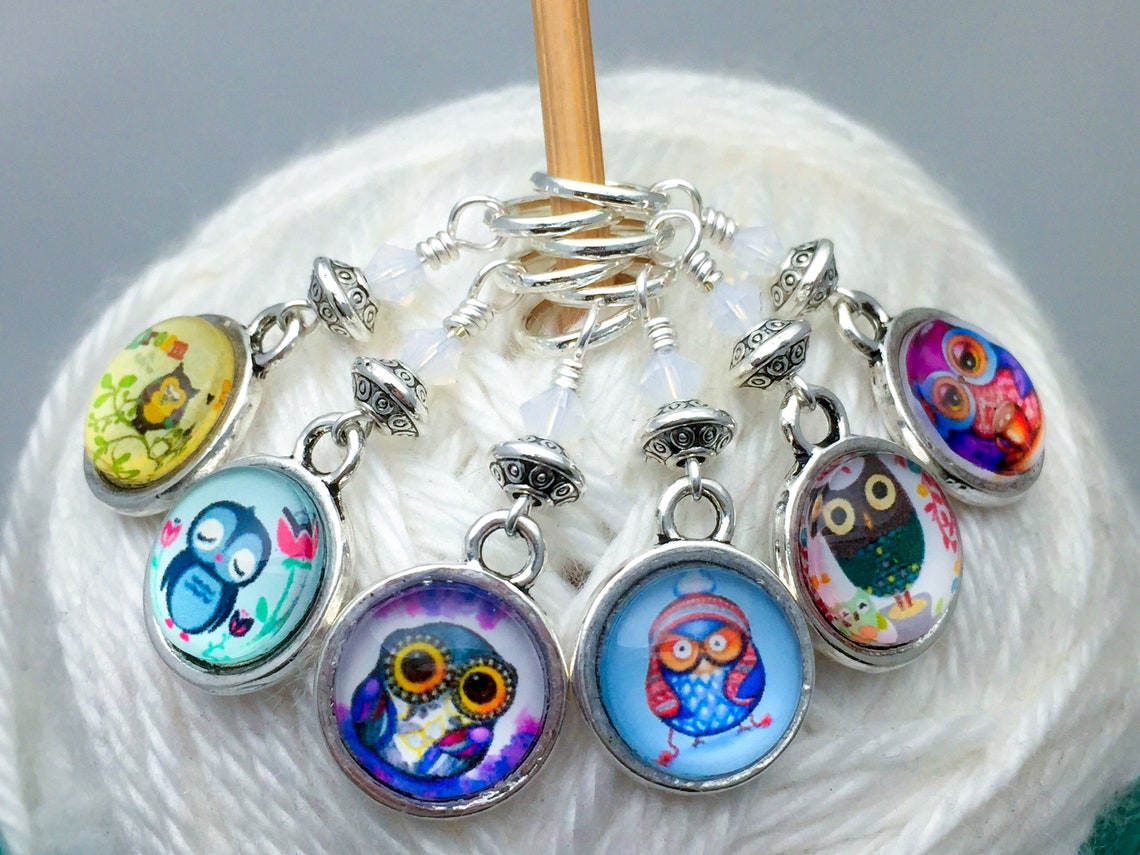 Owl Stitch Markers for Knitting or Crochet Choose Clasps or Etsy