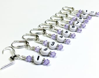 Removable Number Stitch Markers- Row Counter, , Gift for Knitters,  Birthday Gift for Knitter