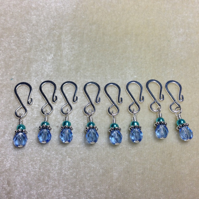 Progress Keepers Gifts for Knitter Beaded Stitch Marker Set of 8 Removable Stitch Markers with Open Hooks for Knitting and Crochet