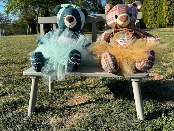 18 Inch Memory Bear With Tutu Skirt, Remembrance Teddy Bear Made  display picture 1