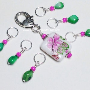 Pink Flower Stitch Marker Holder & Snag Free Knitting Markers | Gifts for Knitters |, Mother&#39;s Day Gift