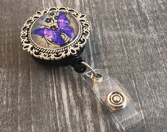 Magnetic Butterfly Badge Reel for Women, Retractable ID Badge Holder, Gift for Nurse, Teacher, Secretary, Birthday Gift for Coworker