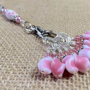 Pink Twist Stitch Markers for Knitting: Snag Free Rings with Holder