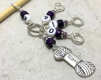 Set de marcadores de puntos para recordar vueltas de tejido, marcadores de letras, abreviaturas de tejido /, regalo de cumpleaños para tejedores