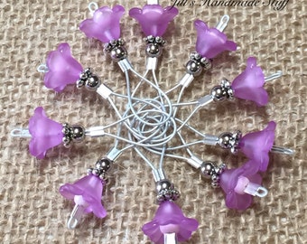 Purple Flowers Stitch Markers, Wire Loop SNAG FREE Markers, Knitting Gift,  Birthday Gift for Knitter