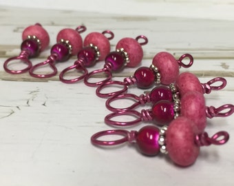 Snag Free Stitch Markers for Knitting, Pink Wire Knitting Markers, Gift for Knitters,   Birthday Gift for Knitter