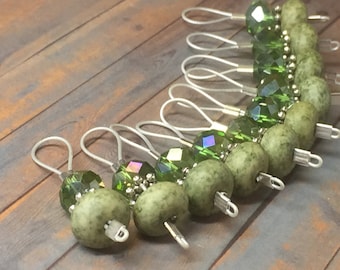 Green Wire Loop Stitch Markers | Gift for Knitters | Knitting Charm Jewelry |,  Birthday Gift for Knitter