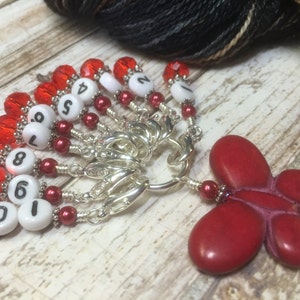 Row Counter Stitch Markers & Butterfly Holder, Removable Number Stitch Markers for Crochet and Knitting, Progress Keepers, Set of 10 or 20 image 2