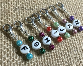 7 Crochet Hook Letter Stitch Markers, Work in Progress Markers, Mother's Day Gift