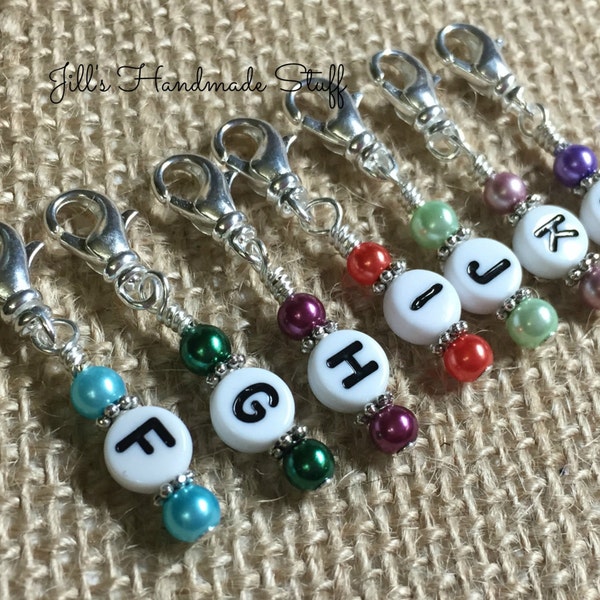 7 Crochet Hook Letter Stitch Markers, Work in Progress Markers, Mother's Day Gift