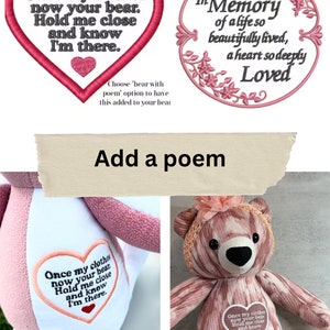 Customized 18 In. Memory Bear, Remembrance Bear, Baby Keepsake, Memorial Bear Gift Made from Loved One's Clothing, Embroidered Name Option image 4