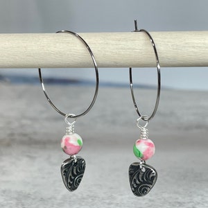 Hoop Earrings with Beaded Dangle, Gift for Daughter, Birthday Gift for Mom