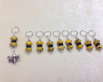 Bee Stitch Marker Set for Knitting, Snag Free Bumblebee Progress Keeper, Gifts for Knitter, Mother's Day Gift for Knitting Mom