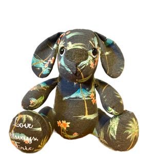 Memory Dog Made from Loved One's Clothing - Keepsake Puppy, Memorial Animal with Embroidery Options