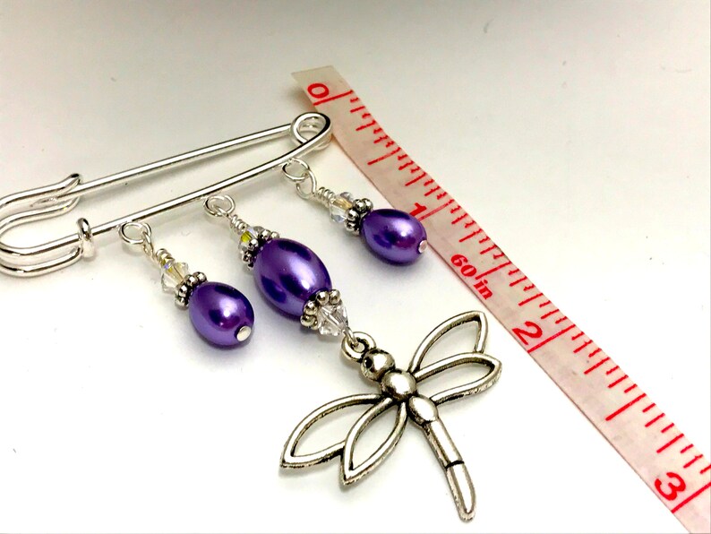 Dragonfly Beaded Shawl Pin Purple Kilt Pin Safety Pin Brooch Etsy