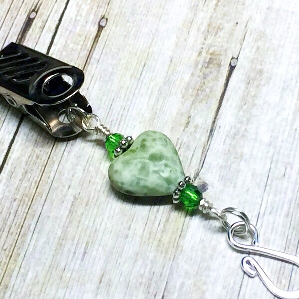 Heart Portuguese Knitting Pin | Clip On ID Badge Holder | Gift for Knitters |, Mother's Day Gift