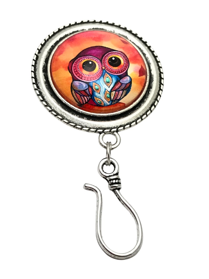 Fancy Owl Magnetic Portuguese Knitting Pin, Gift for Knitter, Mother's Day Gift image 2