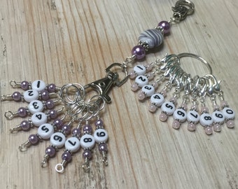Knitting Row Counter Stitch Markers: Numbered Beaded Lanyard