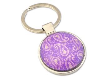 Purple Paisley Keychain for Women, Key Chain Birthday Gift, Housewarming, Graduation Gift
