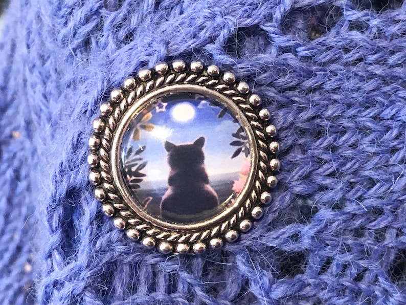 Magnetic Black Cat Shawl Pin, Sweater or Scarf Brooch, Gift for Her, Mother's Day Gift image 1