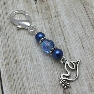 Dove Zipper Pull Charm Jewelry | Purse or Key Chain Charm | Removable Stitch Marker |, Mother&#39;s Day Gift