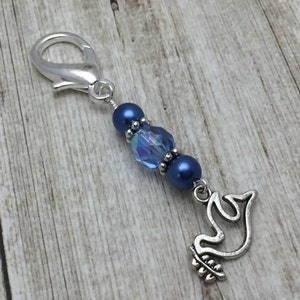 Dove Zipper Pull Charm Jewelry | Purse or Key Chain Charm | Removable Stitch Marker |, Mother's Day Gift