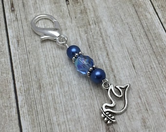 Dove Zipper Pull Charm Jewelry | Purse or Key Chain Charm | Removable Stitch Marker |, Mother's Day Gift