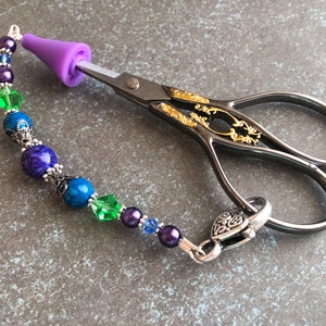 Beaded Scissor Fob with Tip Cover for Small Scissors Sewing Accessory Gift, Birthday Gift for Quilter image 6