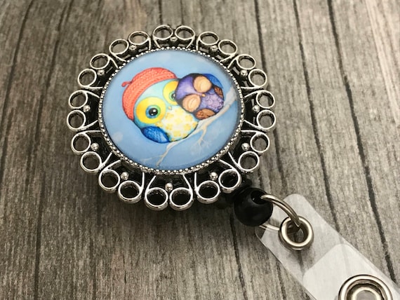 Sister Owl Retractable Badge Reel, Id Badge Holder, Magnetic Badge Reel,  Christmas Gift for Coworkers, Birthday Gift for Coworker 