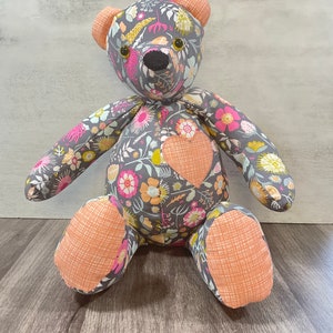 Customized 18 In. Memory Bear, Remembrance Bear, Baby Keepsake, Memorial Bear Gift Made from Loved One's Clothing, Embroidered Name Option image 2