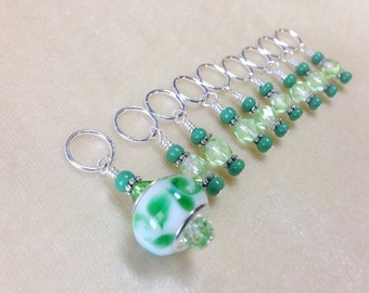 Green Stitch Marker Set for Knitting | Gifts For Knitters,   Birthday Gift for Knitter