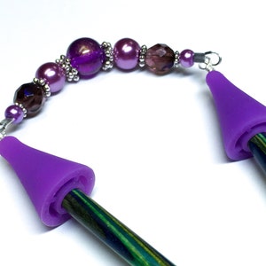 Purple Point Protector Cover for Knitting Needles, Stitch Holder, Birthday Gift for Knitter, Needle Tip Protector