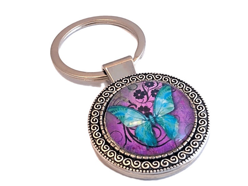 Teal Butterfly Keychain Key Chains for Women Car Key Holder Etsy